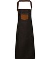 Premier Division waxed-look denim bib apron with faux leather