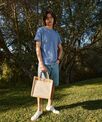 Westford Mill Cotton pocket jute midi tote
