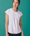 Henbury Women's pleat front short sleeve blouse
