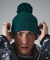 Beechfield Engineered knit ribbed pom pom beanie