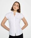 Kustom Kit Women's continental blouse mandarin collar cap sleeve (tailored fit)