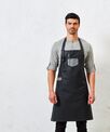 Premier Division waxed-look denim bib apron with faux leather