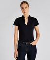Kustom Kit Women's corporate short-sleeved top v-neck mandarin collar (regular fit)
