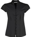 Kustom Kit Women's continental blouse mandarin collar cap sleeve (tailored fit)